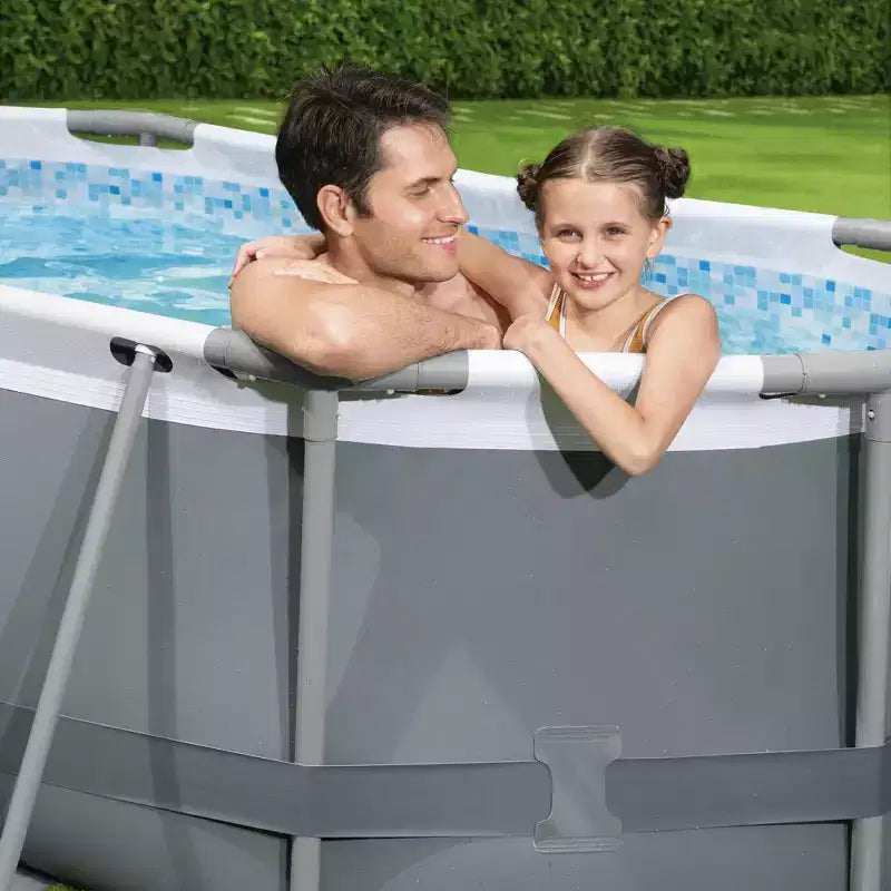 Bestway : Steel Pro MAX - 3,05 m x 2,01 m x 84 cm, piscine ovale hors sol grise