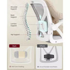 VASAGLE Sedia da Ufficio Ergonomica con Schienale in Rete, Supporto Lombare Regolabile, Funzione Inclinazione 90-105°, Sedile Ampio, Braccioli Ribaltabili