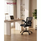 VASAGLE Sedia da Ufficio Ergonomica con Schienale in Rete, Supporto Lombare Regolabile, Funzione Inclinazione 90-105°, Sedile Ampio, Braccioli Ribaltabili