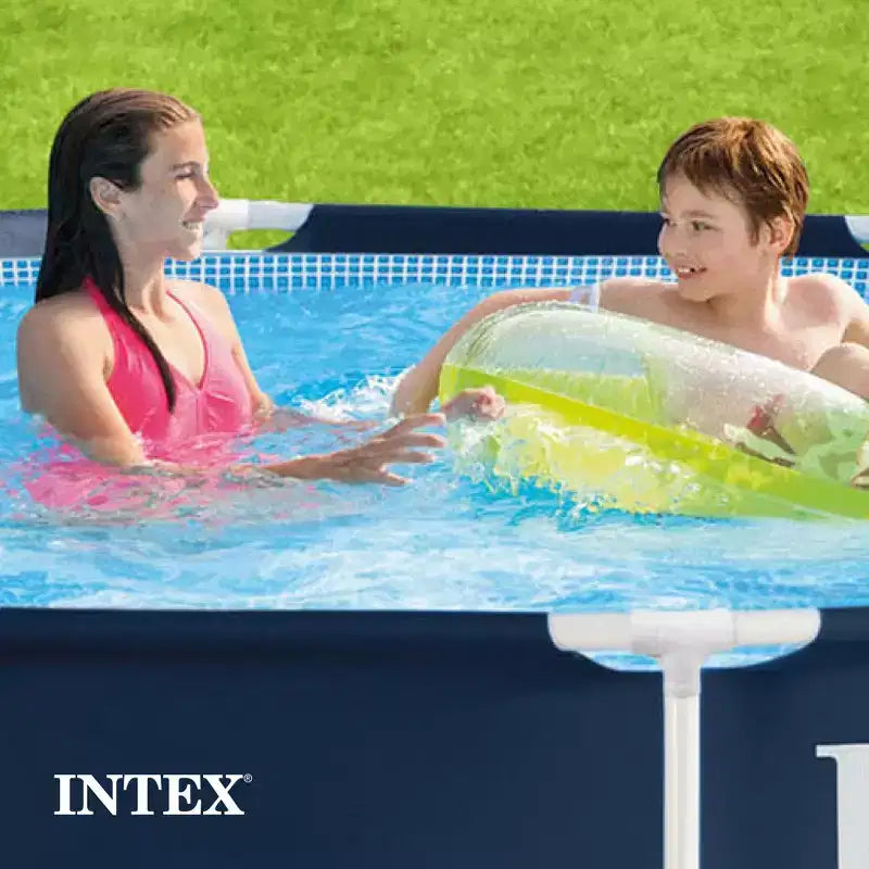 Piscine hors sol ronde Intex Metal Frame de 3,66 m x 76 cm pour jardin, avec pompe à cartouche filtrante de 2000 l/h, bleu marine