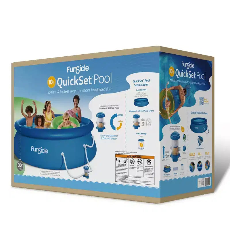 Piscine hors sol extérieure Funsicle QuickSet de 3,05 m x 76 cm avec anneau gonflable et pompe
