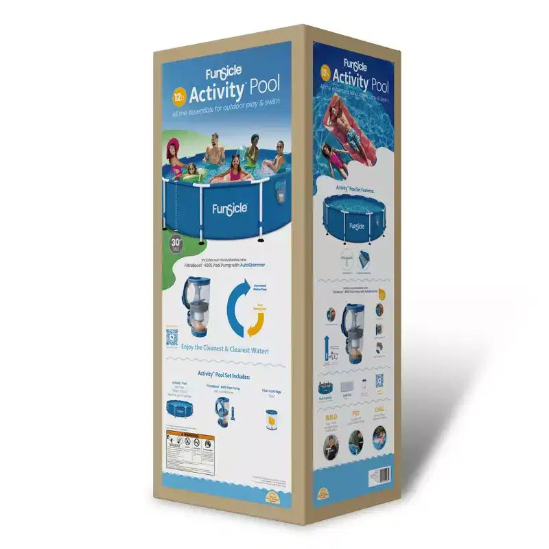 Funsicle Piscine ronde hors sol de 3,66 m x 76 cm avec cadre pour activités extérieures