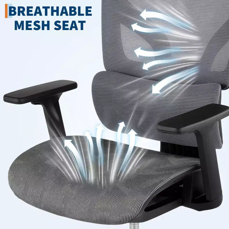 Sedia da Ufficio Ergonomica in Rete con Braccioli 4D Supporto Lombare Dinamico Schienale Alto Reclinabile Sedile Scorrevole Poggiatesta Ruote Silenziose per Casa Studio Gaming