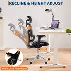 Sedia da Ufficio Ergonomica in Rete con Braccioli 4D Supporto Lombare Dinamico Schienale Alto Reclinabile Sedile Scorrevole Poggiatesta Ruote Silenziose per Casa Studio Gaming