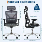 Sedia da Ufficio Ergonomica in Rete con Braccioli 4D Supporto Lombare Dinamico Schienale Alto Reclinabile Sedile Scorrevole Poggiatesta Ruote Silenziose per Casa Studio Gaming