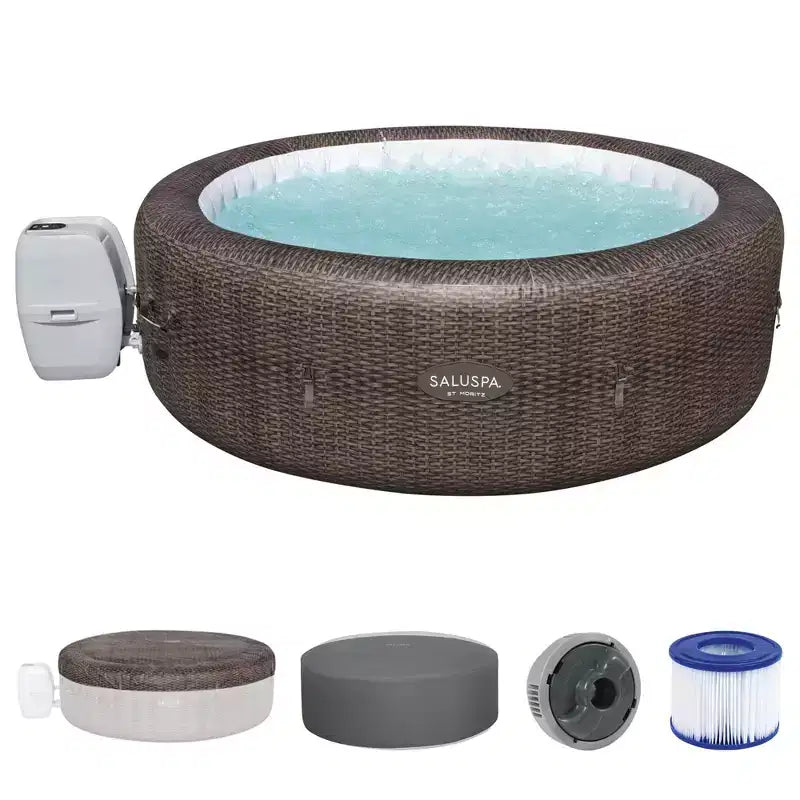 Bestway SaluSpa St Moritz AirJet Inflatable Hot Tub w/ 180 Soothing Jets, Brown