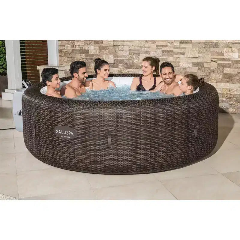 Bestway SaluSpa St. Moritz AirJet, bain à remous gonflable avec 180 jets apaisants, marron