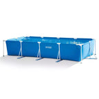 Piscine hors-sol rectangulaire Intex 14,75' x 86 x 33 avec cadre, pour jardin, avec vanne de contrôle de débit pour vidange rapide, bleue