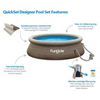 Piscine hors-sol ronde gonflable Funsicle QuickSet 14' x 36 avec anneau supérieur, pompe et filtre à cartouche, motif tressé triple marron