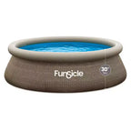 Piscine hors-sol ronde gonflable Funsicle QuickSet 14' x 36 avec anneau supérieur, pompe et filtre à cartouche, motif tressé triple marron