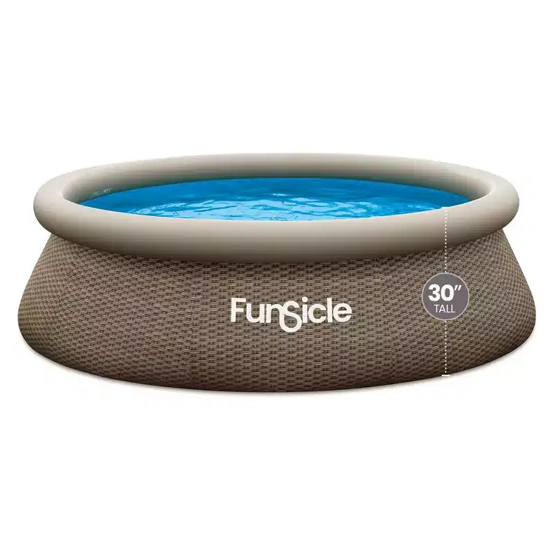 Piscine hors-sol ronde gonflable Funsicle QuickSet 14' x 36 avec anneau supérieur, pompe et filtre à cartouche, motif tressé triple marron