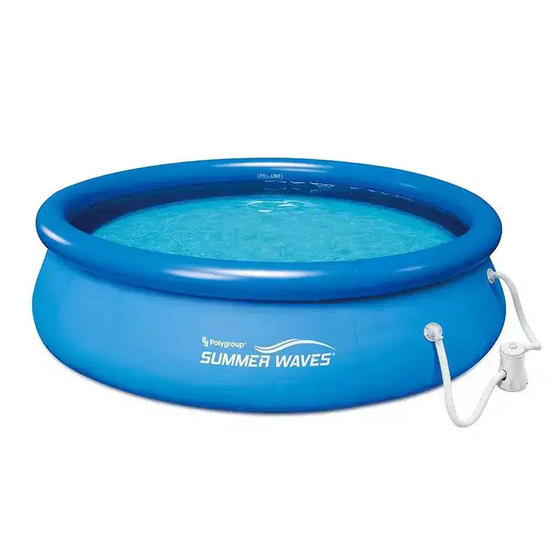 Funsicle 15 Foot x 36 Inch QuickSet Round Inflatable Ring Top Above Ground Swimming Pool Set with Filter Pump and Type D Cartridge Filter, Blue