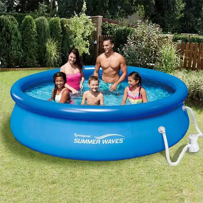Funsicle Piscine hors sol ronde gonflable QuickSet de 4,5 m x 91 cm avec pompe filtrante et filtre à cartouche de type D, Bleue