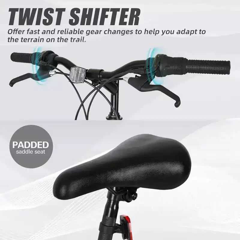 Hykolity VTT 26 pouces, vélo de cyclisme extérieur 18 vitesses, cadre en acier à haute teneur en carbone, VTT pour hommes et femmes, double suspension intégrale, noir