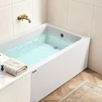 Baignoire en niche VEVOR, baignoire en niche contemporaine en acrylique 48 x 30, baignoire à immersion avec drain à droite et trou de trop-plein, blanc