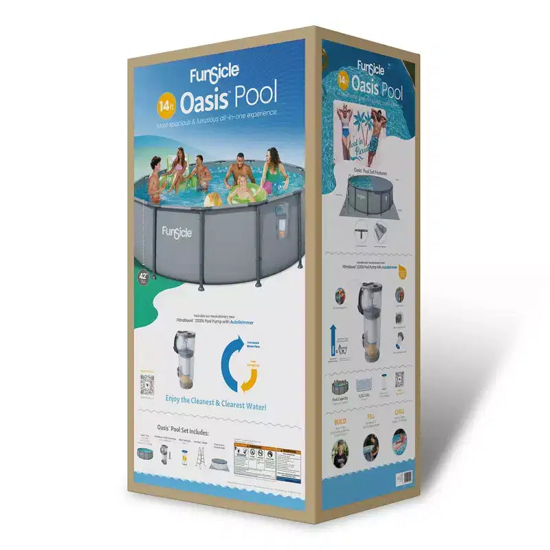 Piscine hors sol ronde Funsicle Oasis 4,27 m x 1,07 m, gris froid