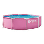 INTEX 10Ft X 30In Metal Frame Above Ground Swimming Pool, Pool Only - Pink