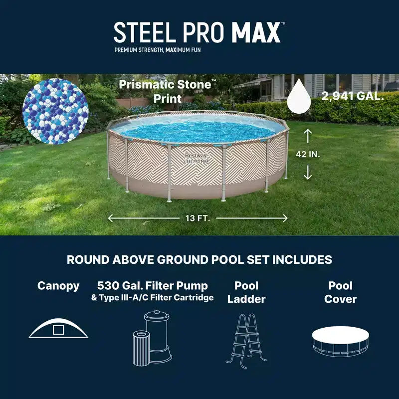 Piscine hors sol Bestway Power Steel 13' x 42 avec auvent
