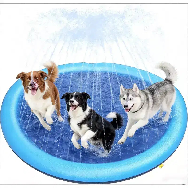 HeyGo Splash Pad for Dogs & Kids - 67 Anti-Slip Water Play Mat for Large Dogs, Durable Outdoor Sprinkler Toy in Blue