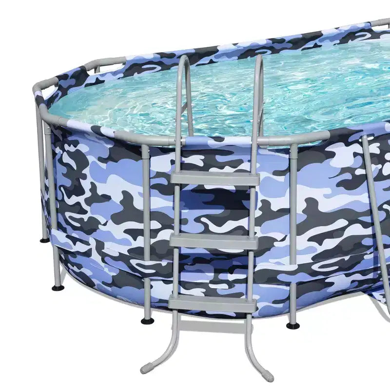 Piscine ovale Bestway Steel Pro Max 4,27 m x 2,49 m x 1 m Bleu camouflage avec pompe et échelle