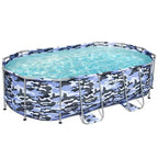 Piscine ovale Bestway Steel Pro Max 4,27 m x 2,49 m x 1 m Bleu camouflage avec pompe et échelle