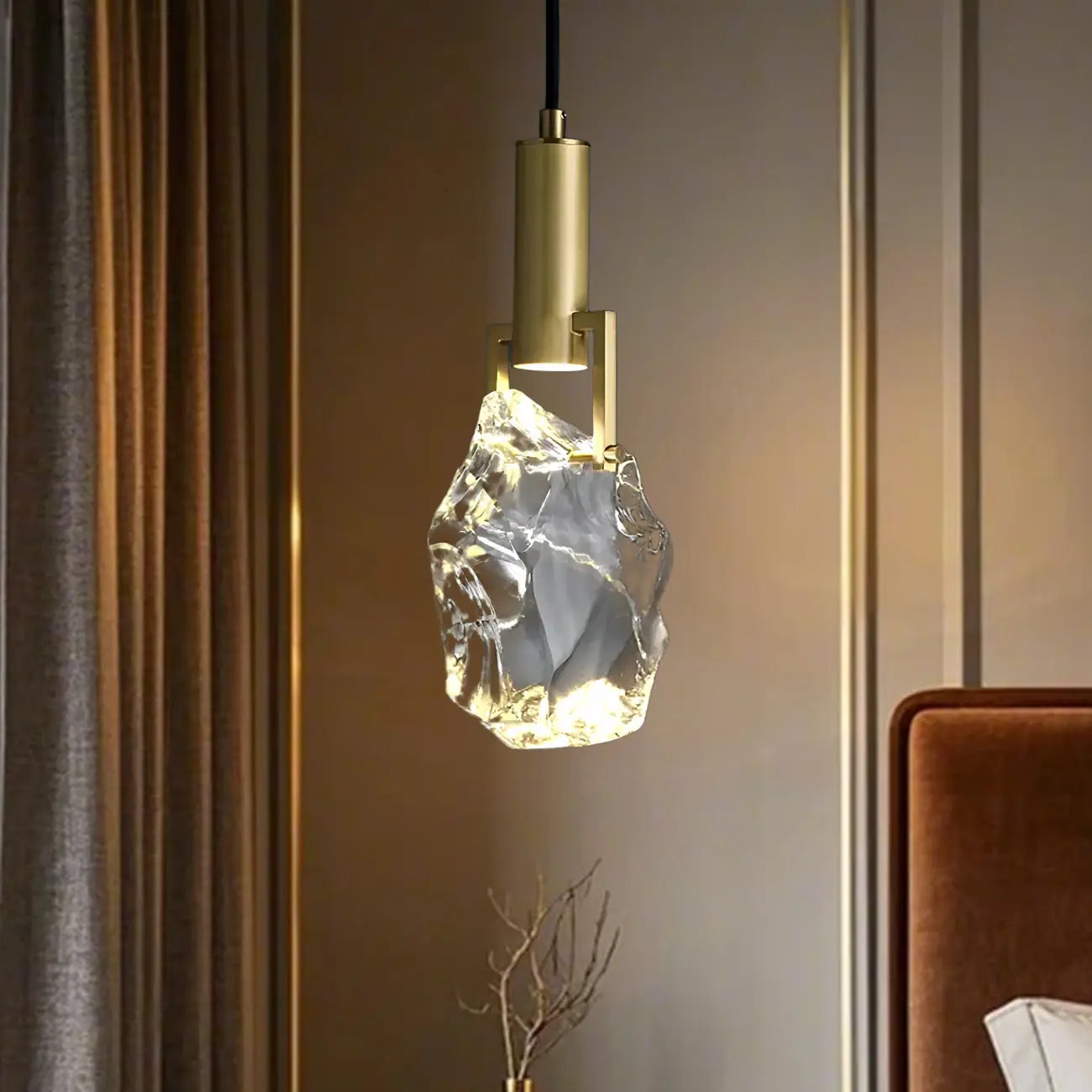 Suspension moderne en cristal texturé pour salon