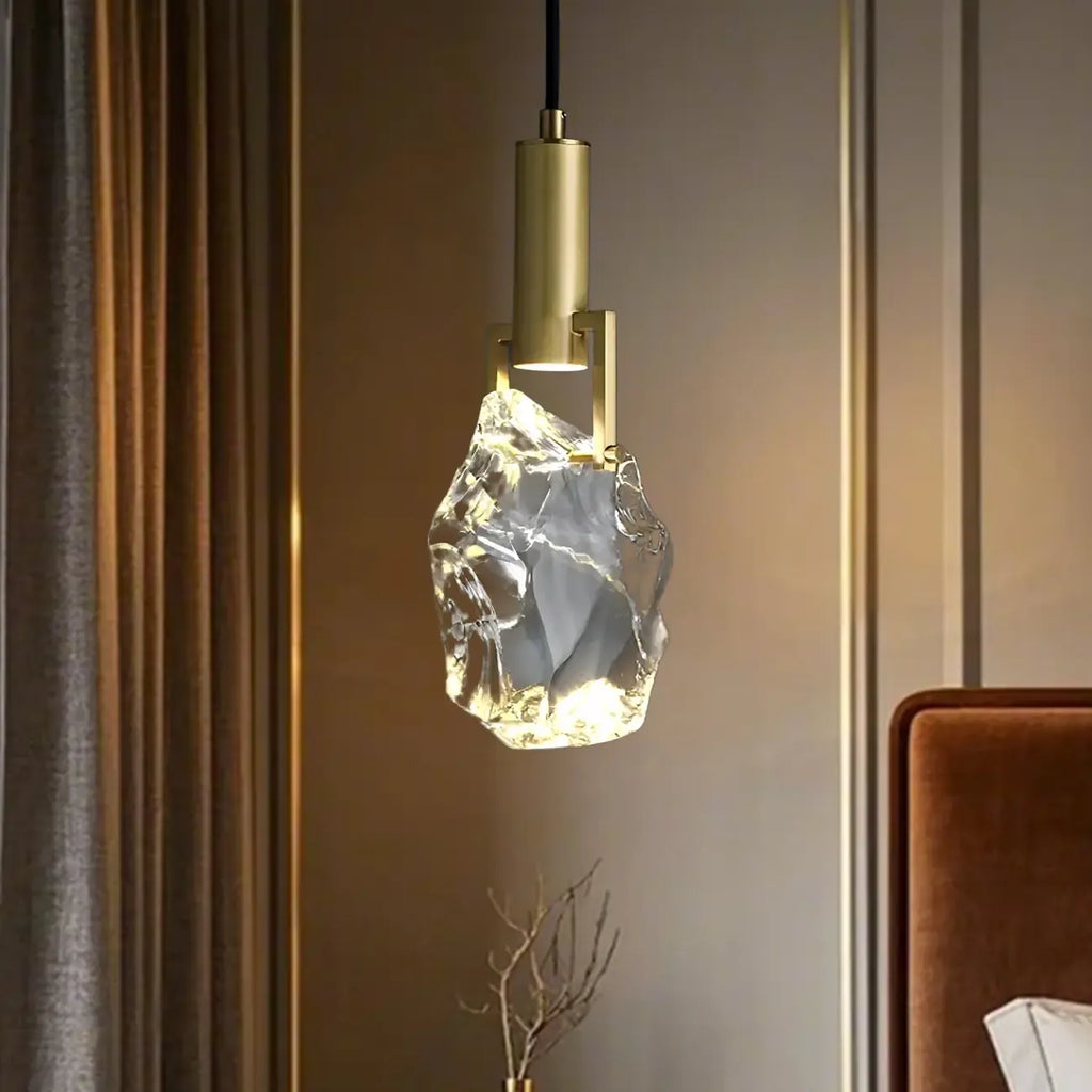 Suspension moderne en cristal texturé pour salon