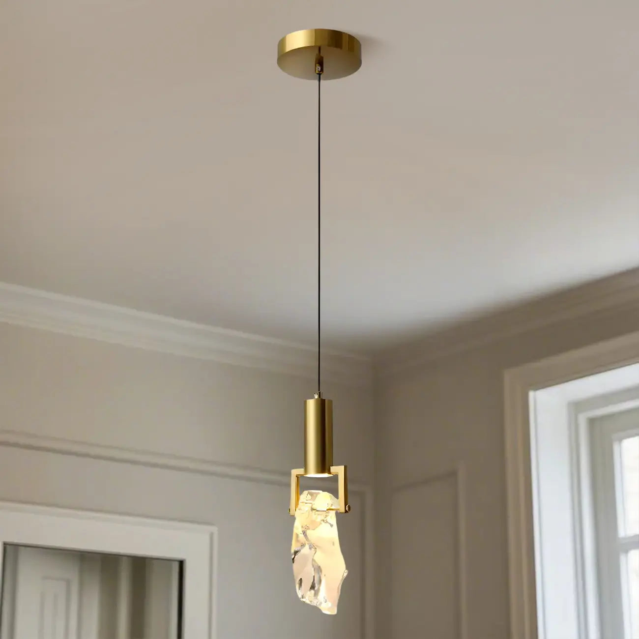 Suspension moderne en cristal texturé pour salon