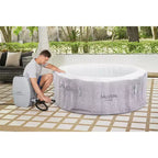 Spa gonflable Bestway SaluSpa Cancun AirJet pour 2 à 4 personnes, bain à remous portable rond de 71 x 26 pouces pour l'extérieur avec 120 jets apaisants et couvercle, gris