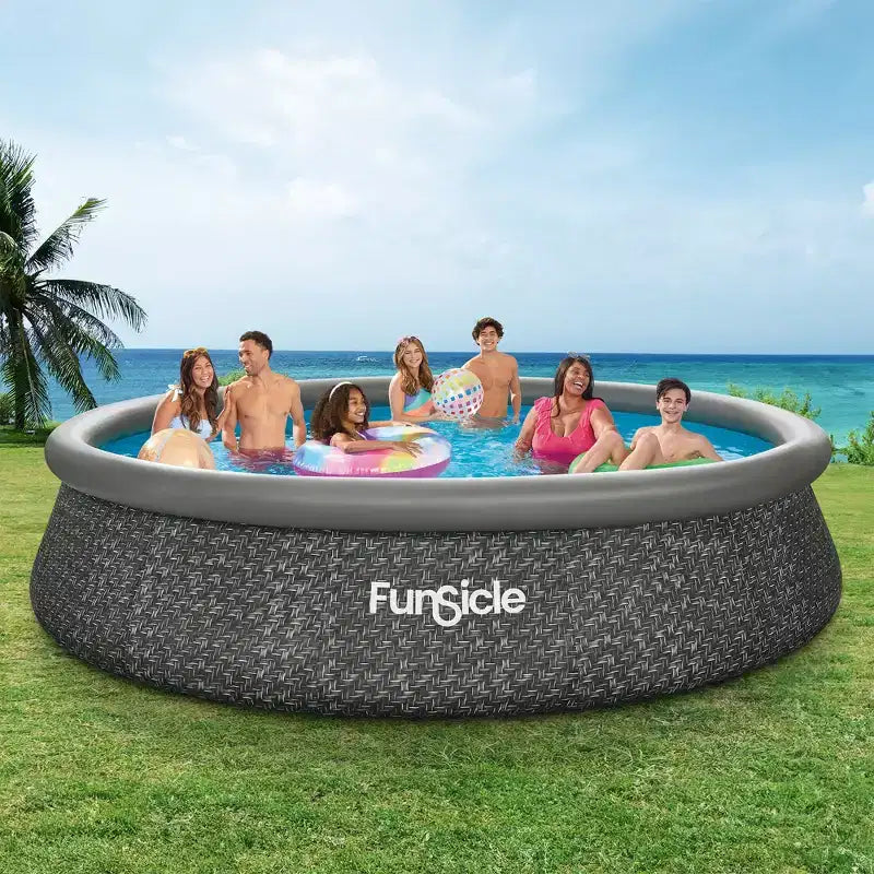 Funsicle Piscine hors-sol QuickSet Ring Top 4,27 m x 91 cm motif chevrons foncés
