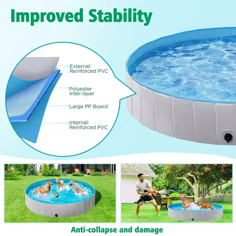 Piscine pliable Yaheetech pour animaux de compagnie, baignoire pour chiens, pour jardin et cour