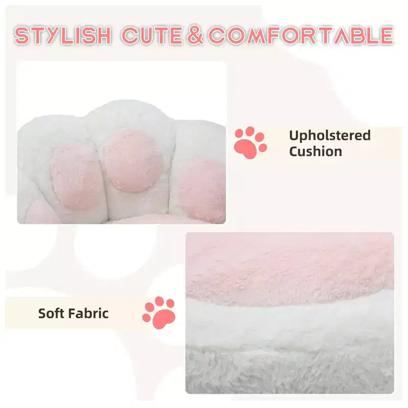 Sedia da trucco con schienale a forma di gatto, sedia girevole regolabile in altezza, graziosa sedia da scrivania con rotelle in tessuto Teddy per camera da letto e ufficio