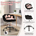 Sedia da trucco con schienale a forma di gatto, sedia girevole regolabile in altezza, graziosa sedia da scrivania con rotelle in tessuto Teddy per camera da letto e ufficio