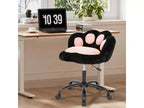 Vanity Chair with Cat Back, Height Adjustable Swivel Chair, Cute Teddy Fabric Rolling Desk Chair for Bedroom Office