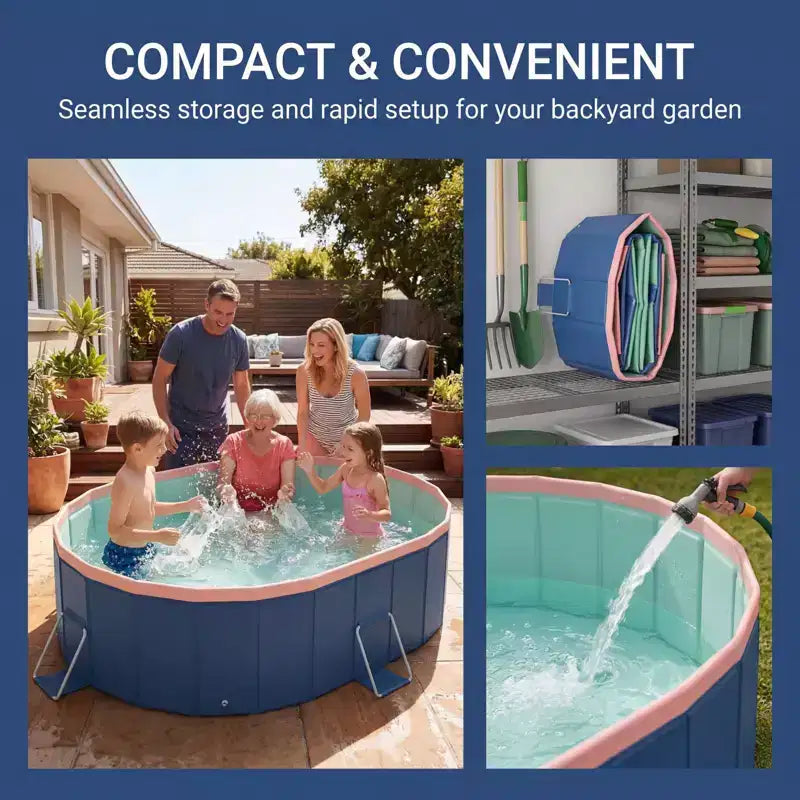 NAYSAYE Piscine Pliable Non Gonflable Coque en PVC Portable Piscine pour Enfants et Adultes, Piscine pour Chien pour Jardin Extérieur Facile à Installer