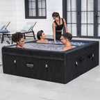 SaluSpa 69 x 64,5 x 24 Bain Glacial ThermaCore Chaleur et Baignoire Spa Airjet 4 Pierres Noires Carrées