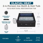 SaluSpa 69 x 64,5 x 24 Bain Glacial ThermaCore Chaleur et Baignoire Spa Airjet 4 Pierres Noires Carrées