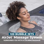 SaluSpa 69 x 64,5 x 24 Bain Glacial ThermaCore Chaleur et Baignoire Spa Airjet 4 Pierres Noires Carrées