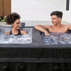 SaluSpa 69 x 64,5 x 24 Bain Glacial ThermaCore Chaleur et Baignoire Spa Airjet 4 Pierres Noires Carrées