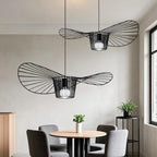 Suspension contemporaine au design linéaire ondulé en feuille de lotus, style chapeau.