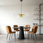 Suspension contemporaine au design linéaire ondulé en feuille de lotus, style chapeau.