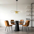 Suspension contemporaine au design linéaire ondulé en feuille de lotus, style chapeau.