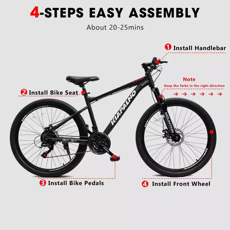 Mountain bike GDFStudio Trailcrest da 26 pollici per tutti i terreni, 21 velocità, con sospensione anteriore