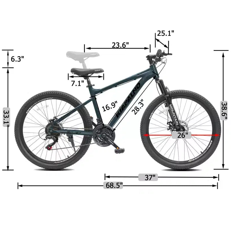 Mountain bike GDFStudio Trailcrest da 26 pollici per tutti i terreni, 21 velocità, con sospensione anteriore