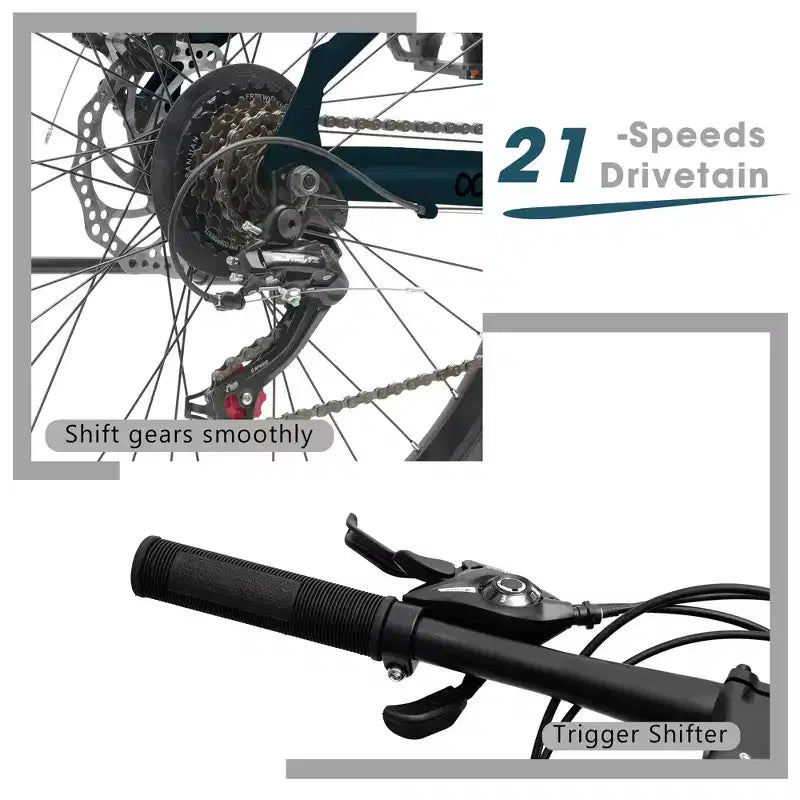 Mountain bike GDFStudio Trailcrest da 26 pollici per tutti i terreni, 21 velocità, con sospensione anteriore