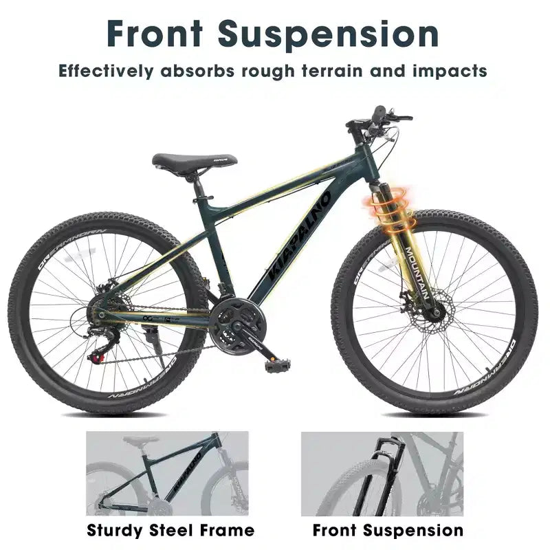 Mountain bike GDFStudio Trailcrest da 26 pollici per tutti i terreni, 21 velocità, con sospensione anteriore