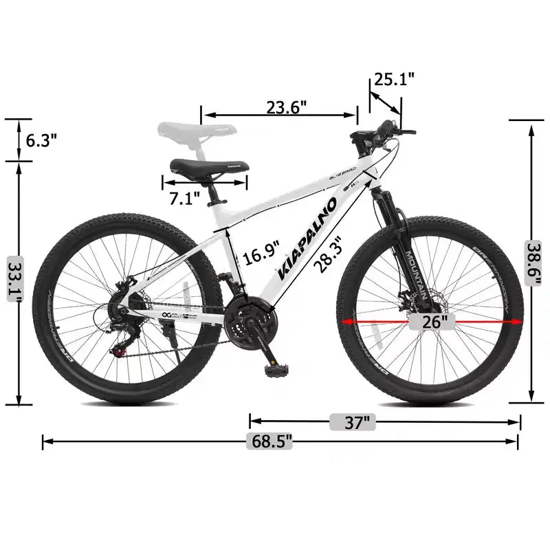 Mountain bike GDFStudio Trailcrest da 26 pollici per tutti i terreni, 21 velocità, con sospensione anteriore