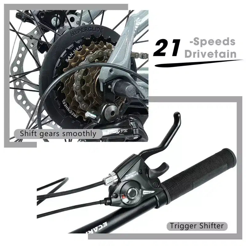 Mountain bike GDFStudio Trailcrest da 26 pollici per tutti i terreni, 21 velocità, con sospensione anteriore