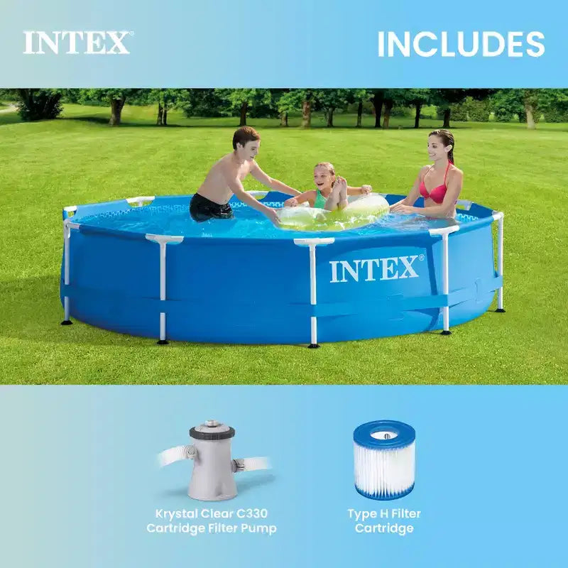 Piscine hors sol ronde à armature métallique Intex 28211EH 3,66 m x 76 cm avec pompe