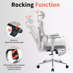 Sedia da Ufficio Ergonomica in Rete con Supporto Lombare Regolabile, Poggiatesta e Poggiapiedi, Braccioli 3D, Sedia Girevole da Lavoro per Utenti Robusti